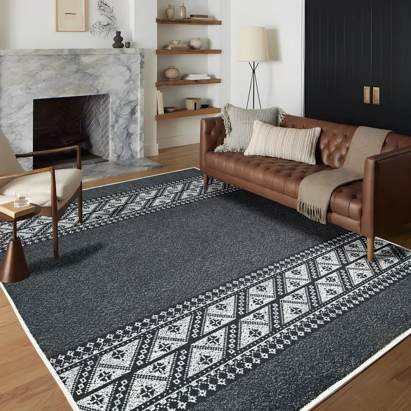 Intarsia Border Washable Premium Rug